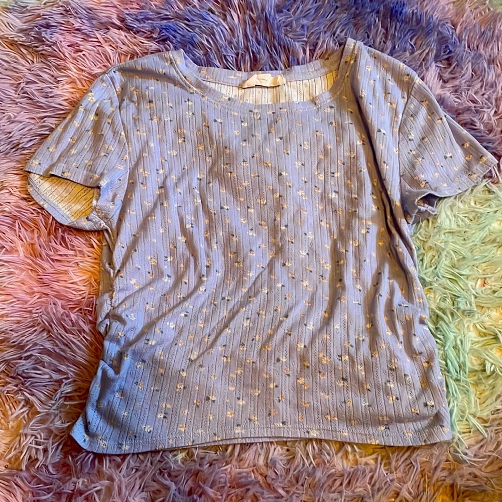 Blue Crop Short Sleeved Shirt